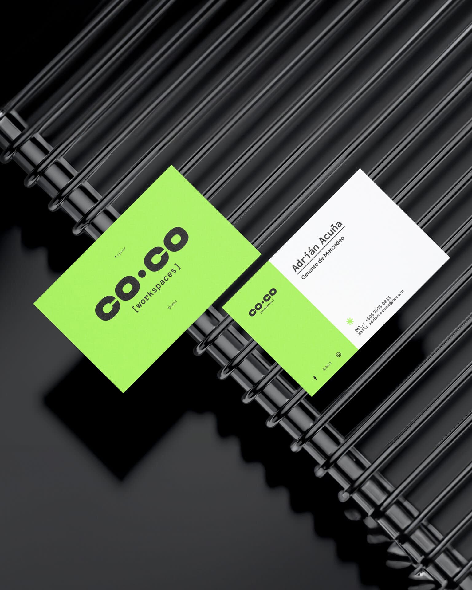 Co.Co Brew. A mockup of business cards and craft beer can packaging.