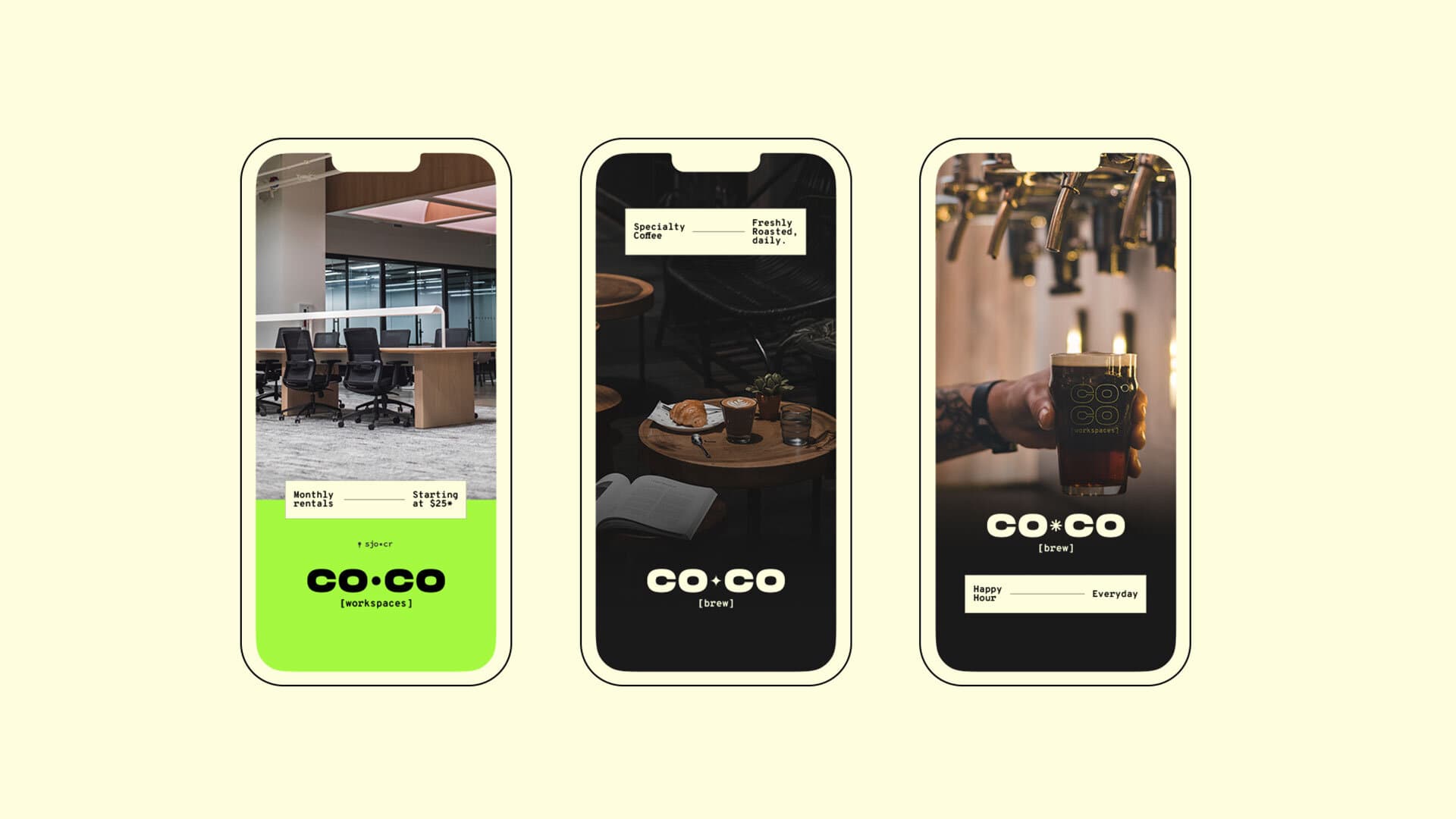 Co.Co Brew. A concept render imagining the space, the brew logo lockup alongside it.