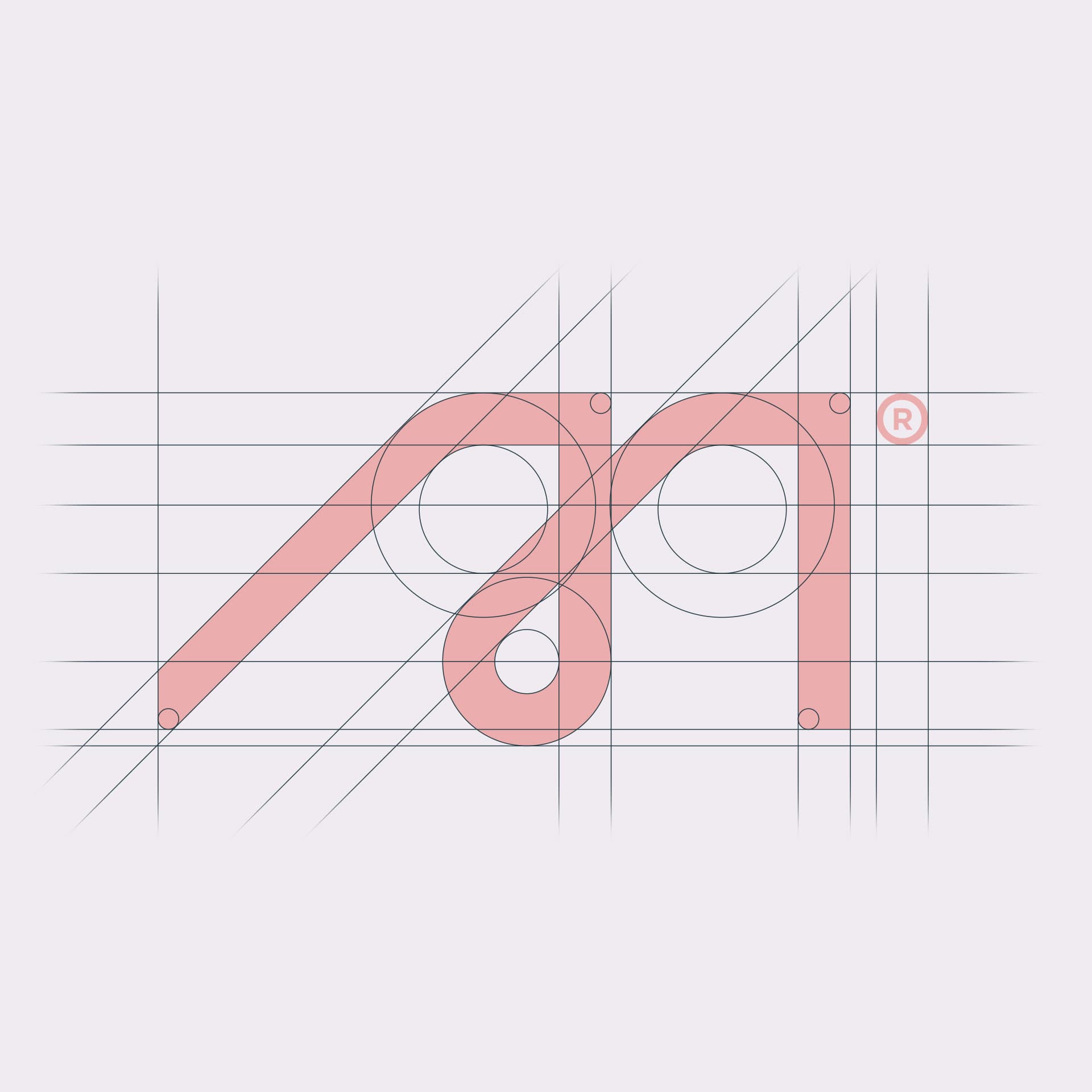 Susana Méndez. Logo construction grid for the M mark.