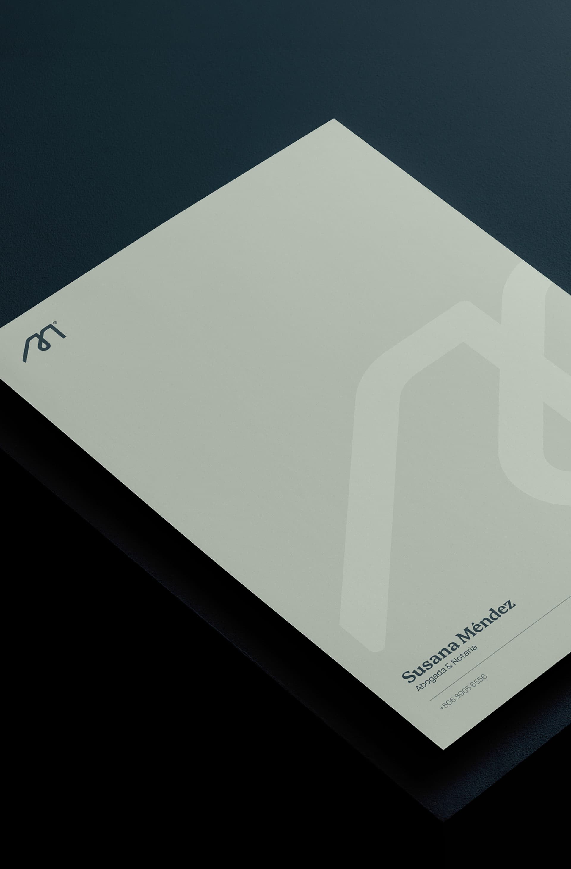 Susana Méndez. Letterhead stationery with the M mark.
